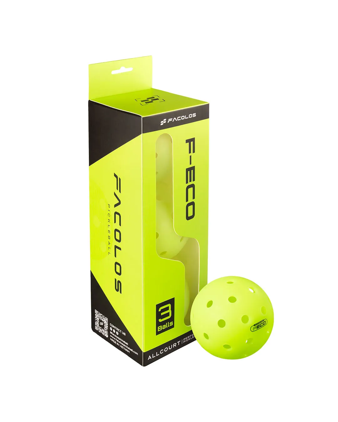 Bộ 3 Bóng Pickleball Facolos F-Eco Bền Bỉ