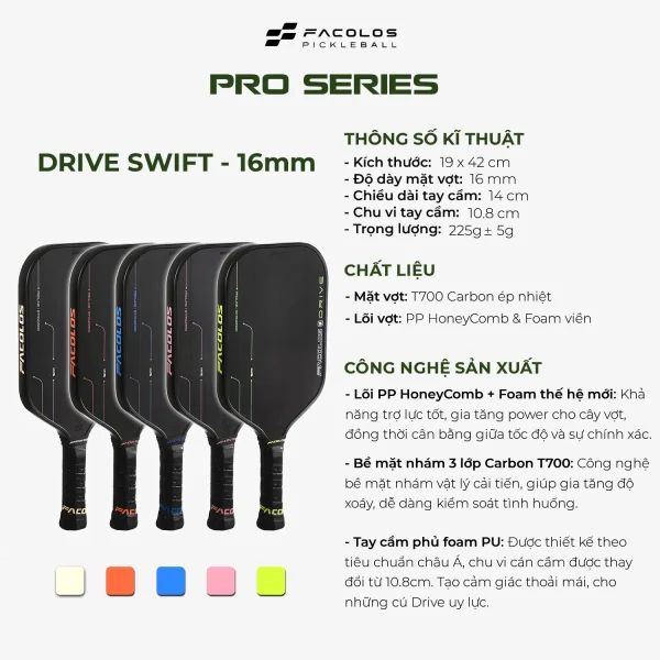 Vợt Pickleball Pro Series – Elite X Elongated Edition (14 & 16mm)