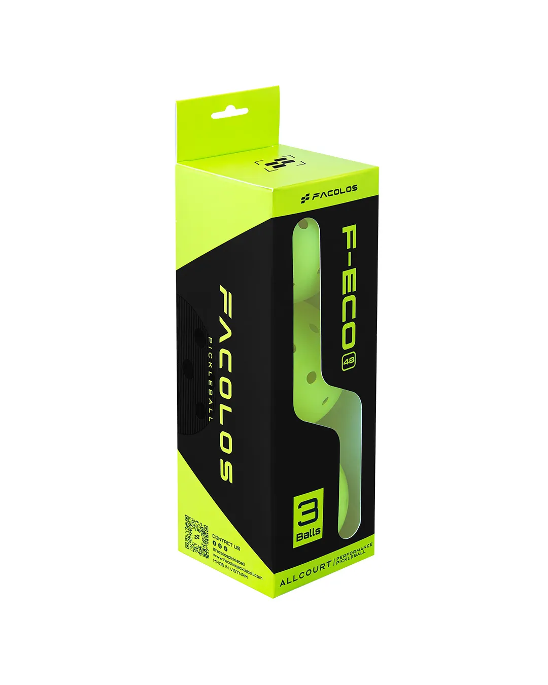 Bộ 3 Bóng Pickleball 48 lỗ – Facolos F-Eco 48 Bền Bỉ