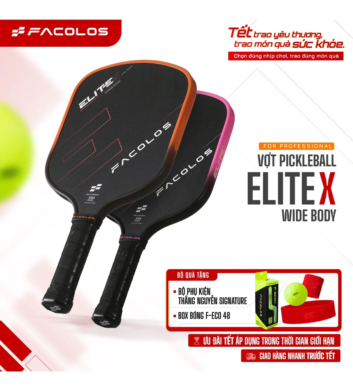 Vợt Pickleball Pro Series – Elite X Wide-body Edition (14 & 16mm)
