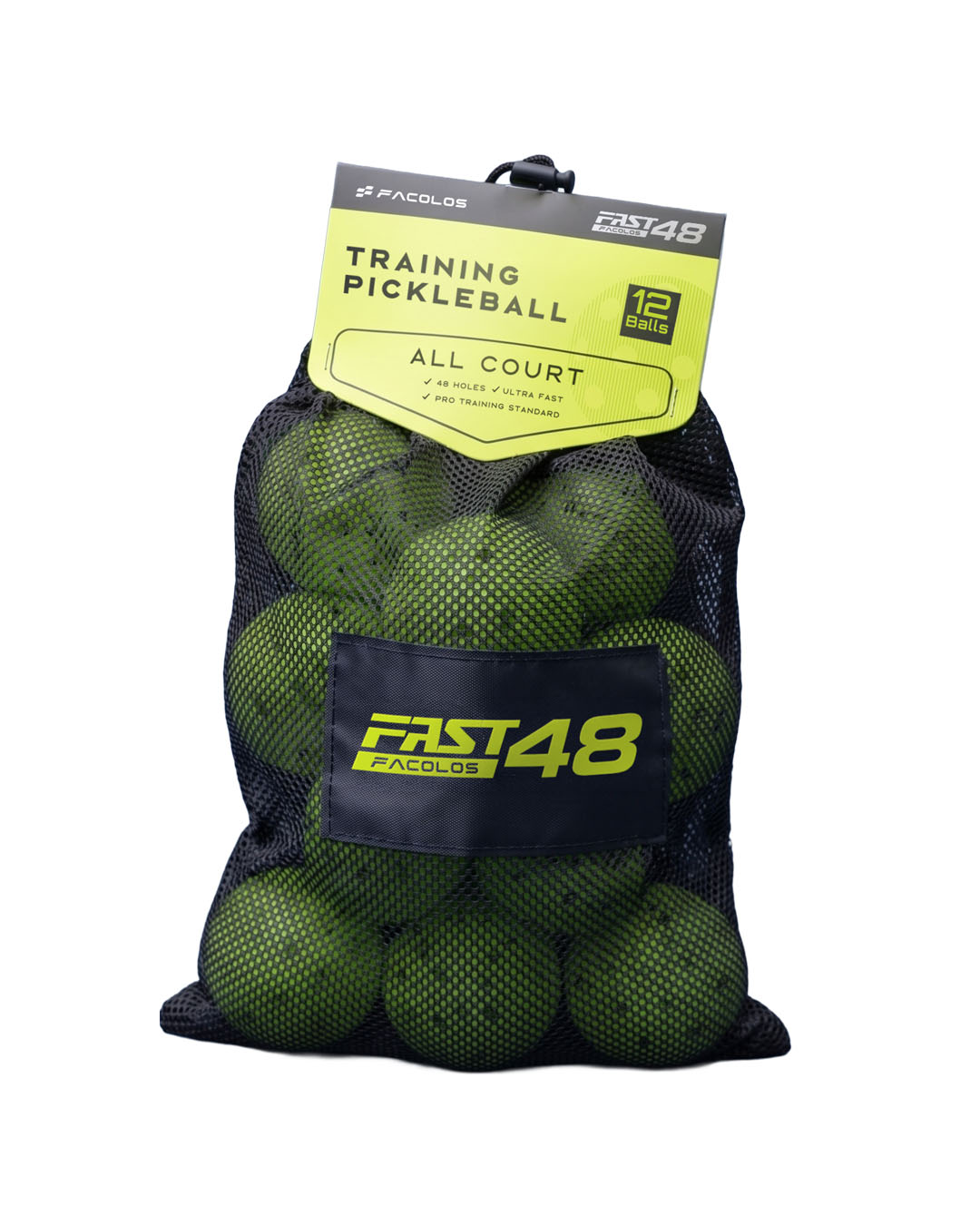 Túi 12 Bóng Pickleball 48 lỗ – Facolos Fast48 Luyện Tập