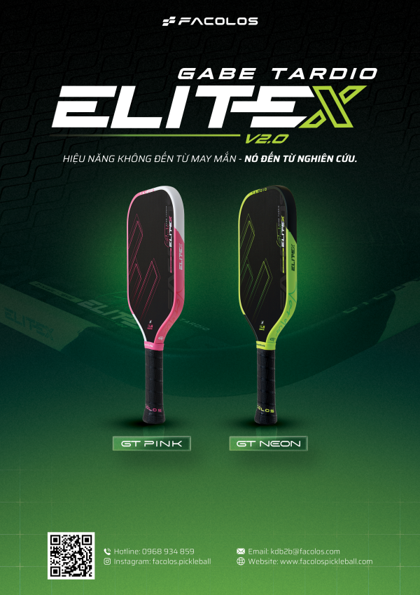 Vợt Pickleball Facolos Elite X V2.0 Gabe Tardio Edition – Phiên Bản Trải Nghiệm