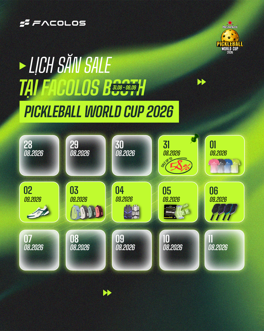 Pickleball World Cup 2026 tại Đà Nẵng: Lịch thi đấu, địa điểm và gian hàng Facolos